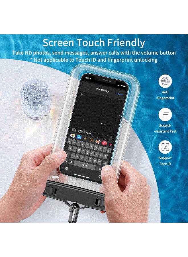 Kawkab 1-Piece Waterproof Phone Pouch - Universal IPX8 Waterproof Floating Phone Case with Lanyard Dry Bag, Compatible with All Phone Models, iPhone 17/16/15/14/13/12/11 Pro XS MAX XR X, Samsung S23 S22 S20+, etc. Fits phones under 17 cm. Travel, Beach, Cruise Phone Dry Bag (Black) - Image 4