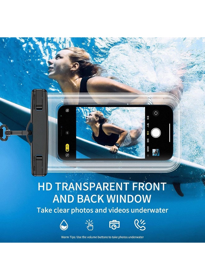 Kawkab 1-Piece Waterproof Phone Pouch - Universal IPX8 Waterproof Floating Phone Case with Lanyard Dry Bag, Compatible with All Phone Models, iPhone 17/16/15/14/13/12/11 Pro XS MAX XR X, Samsung S23 S22 S20+, etc. Fits phones under 17 cm. Travel, Beach, Cruise Phone Dry Bag (Black) - Image 3