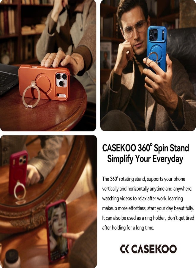 جراب CASEKOO بلون برتقالي غامق مصمم خصيصًا لهاتف iPhone 17 Pro مع حامل مغناطيسي دوار [حماية عسكرية تصل إلى 16 قدمًا] [حافة مانعة للانزلاق] [متوافق مع MagSafe] حامل MagicStand 360 لهاتف iPhone 17 Pro مع حامل 6.3 بوصة - Image 4
