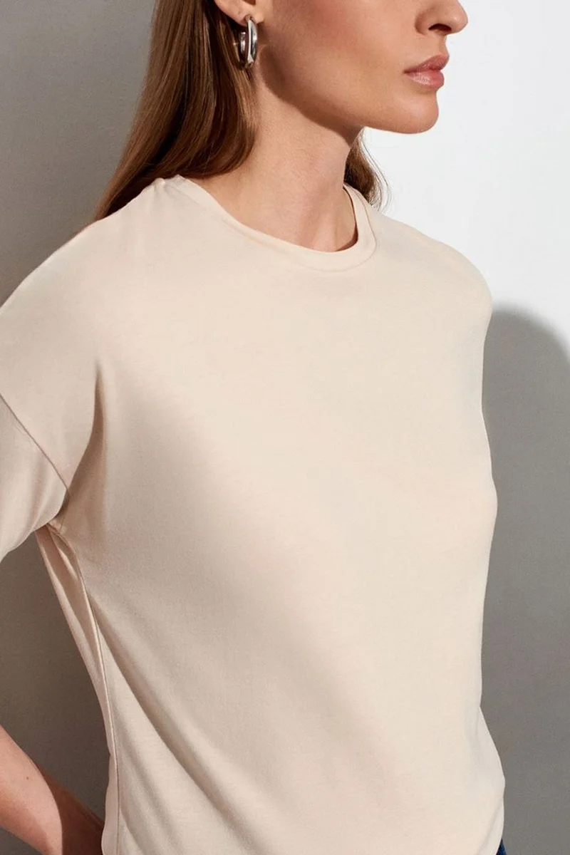 Dilvin Cream Natural DILVIN Women's Cotton Crew Neck T-Shirt for Women | Best Price UAE