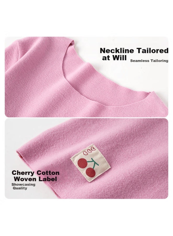 Top melon Dingguagua Children's Thermal Underwear Set For Girls, Autumn And Winter Warm Base Layer Top And Pants For Kids, Purple, Size 160 - Image 2