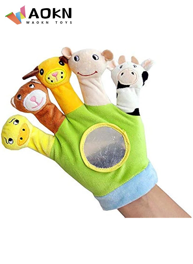 WAOKN Hand Finger Plush Puppets Glove Animal Finger Puppet for Children Early Education Toys for New Born Baby - Image 1