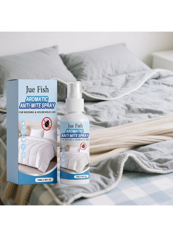 JUE FISH 100ml Natural Fabric Mite Removal Spray, Long Lasting Fragrance Fabric Refresher, Anti-Mite Odor Eliminator Spray, Gentle Non-Irritating Fast Drying Spray for Mattress, Bedding, Sofa, Curtain, Full Home Indoor Use - Image 2
