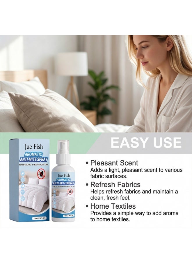 JUE FISH 100ml Natural Fabric Mite Removal Spray, Long Lasting Fragrance Fabric Refresher, Anti-Mite Odor Eliminator Spray, Gentle Non-Irritating Fast Drying Spray for Mattress, Bedding, Sofa, Curtain, Full Home Indoor Use - Image 3