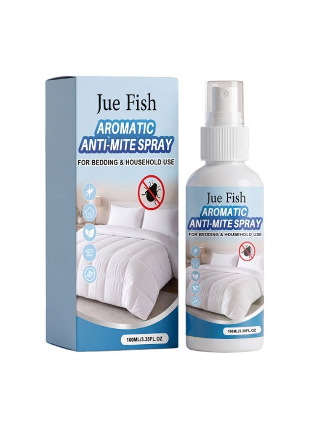 JUE FISH 100ml Natural Fabric Mite Removal Spray, Long Lasting Fragrance Fabric Refresher, Anti-Mite Odor Eliminator Spray, Gentle Non-Irritating Fast Drying Spray for Mattress, Bedding, Sofa, Curtain, Full Home Indoor Use - Image 1