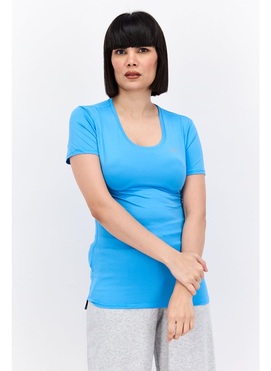 Reebok Women 2Pcs Performance Fit Short Sleeve Training T-Shirts, Aqua  - Image 4