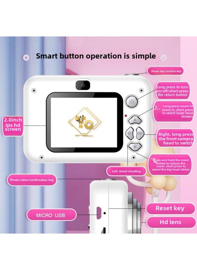 Generic Retro CCD Student Digital Camera Campus Mini HD High Pixel Small Student Party Birthday Gift-Body Color:Girly Pink  - 64g High-speed Memory Card, Free Gift Package  - Image 5
