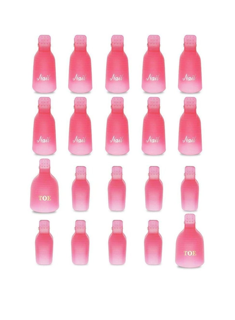 Y&D Gel Polish Remover Clips, Cleaner Cap Clip Reusable Toenail and Finger Tool, Best Nail Kit for Professional Salon Personal Home Use 20 Pieces (Red) - Image 2