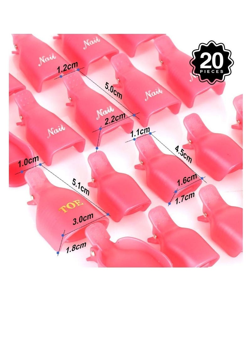Y&D Gel Polish Remover Clips, Cleaner Cap Clip Reusable Toenail and Finger Tool, Best Nail Kit for Professional Salon Personal Home Use 20 Pieces (Red) - Image 4