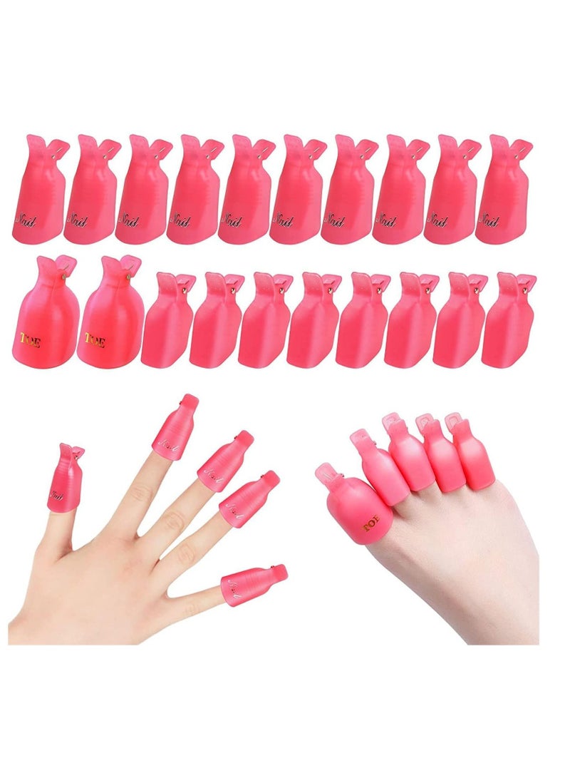 Y&D Gel Polish Remover Clips, Cleaner Cap Clip Reusable Toenail and Finger Tool, Best Nail Kit for Professional Salon Personal Home Use 20 Pieces (Red) - Image 1