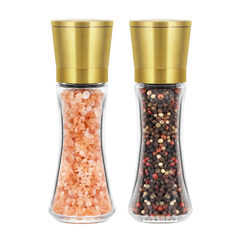 VEVOK CHEF Gold Salt and Pepper Grinder Mill Set Stainless Steel Pepper Shaker Adjustable Ceramic Coarseness Salt Grinder Black Pepper Spice Grinder Mill - Image 1