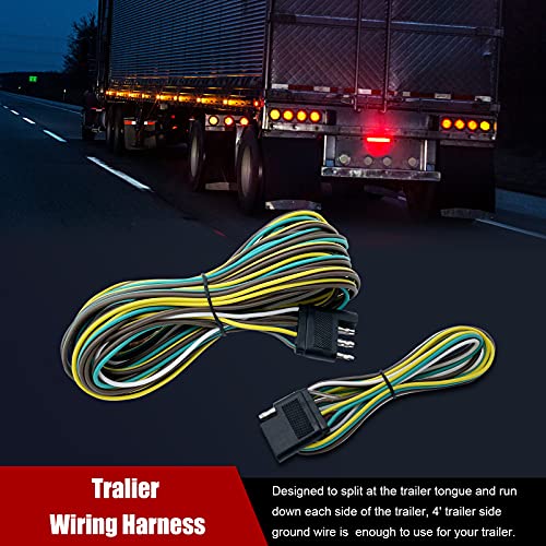 LIMICAR Trailer Wiring Harness Kit, 25ft Trailer Wire with 4 Flat Extension Connector, 4 Pin Flat Wishbond Wiring Light Kit for Utility Boat - Image 4