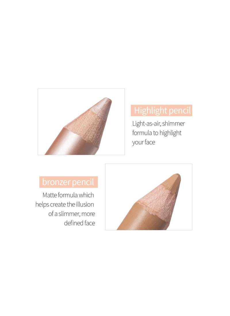 Mn - Double-headed Concealer Pen Highlighter Pen One Stroke Dual-use Soft Waterproof Brighten Facial Contour Color Peelable Makeup - Image 1