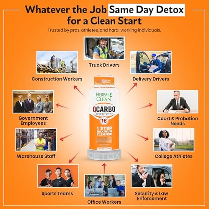 Herbal Clean Qcarbo16 Same-Day Detox Cleanse Drink (16 fl oz) - Orange Flavor Full Body Cleanse* Detox Drink for Moderate Toxin Level*, Vitamin B2 and Vitamin B12 for Men & Women - Image 2