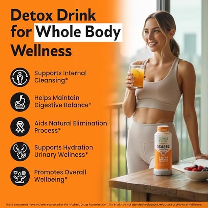 Herbal Clean Qcarbo16 Same-Day Detox Cleanse Drink (16 fl oz) - Orange Flavor Full Body Cleanse* Detox Drink for Moderate Toxin Level*, Vitamin B2 and Vitamin B12 for Men & Women - Image 5