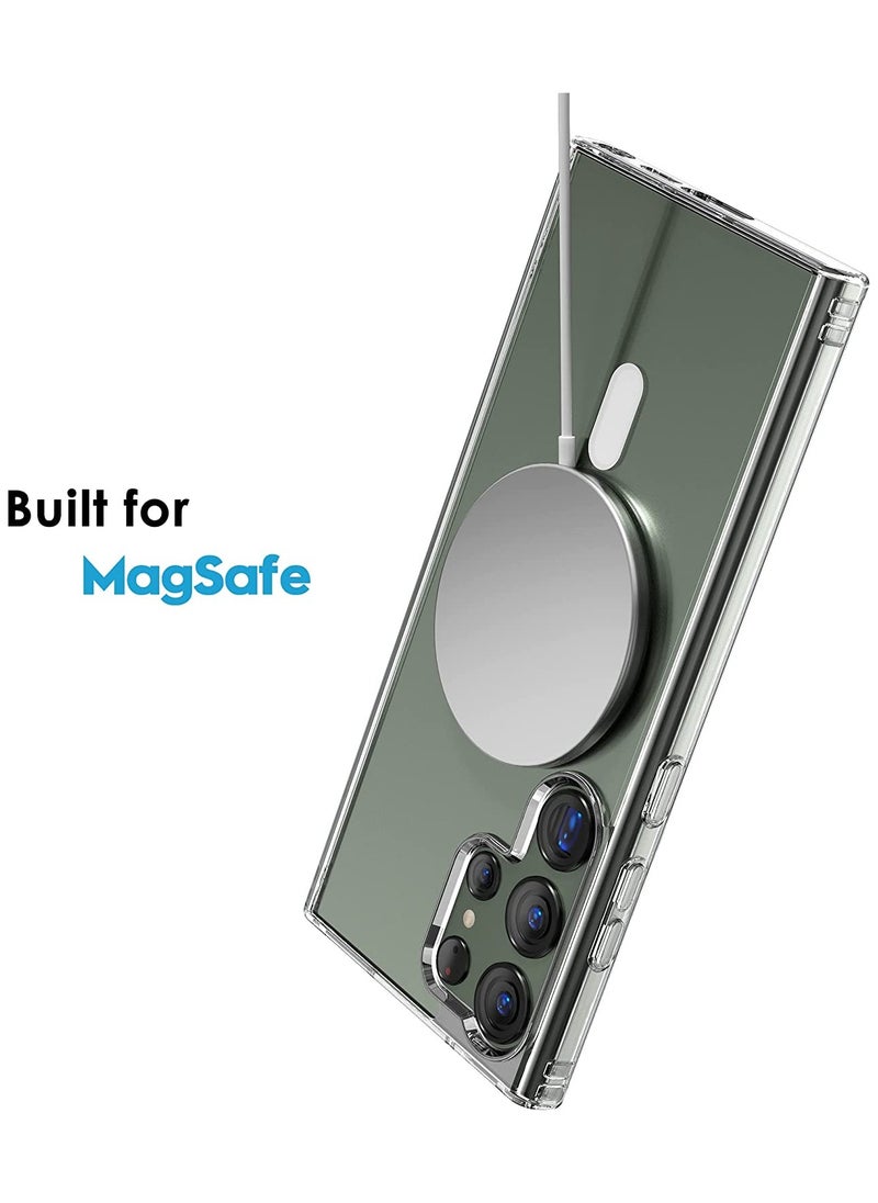 YoYoTech - Samsung S23 Ultra Magsafe Case 2023 Slim Thin Magnetic Cover Anti Yellowing Anti Scratch Hard Back Crystal Clear - Image 1
