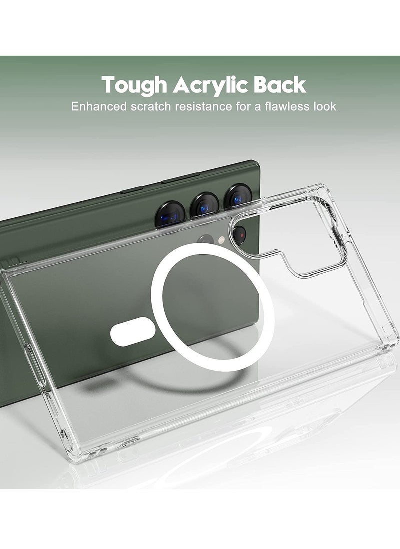 YoYoTech - Samsung S23 Ultra Magsafe Case 2023 Slim Thin Magnetic Cover Anti Yellowing Anti Scratch Hard Back Crystal Clear - Image 1