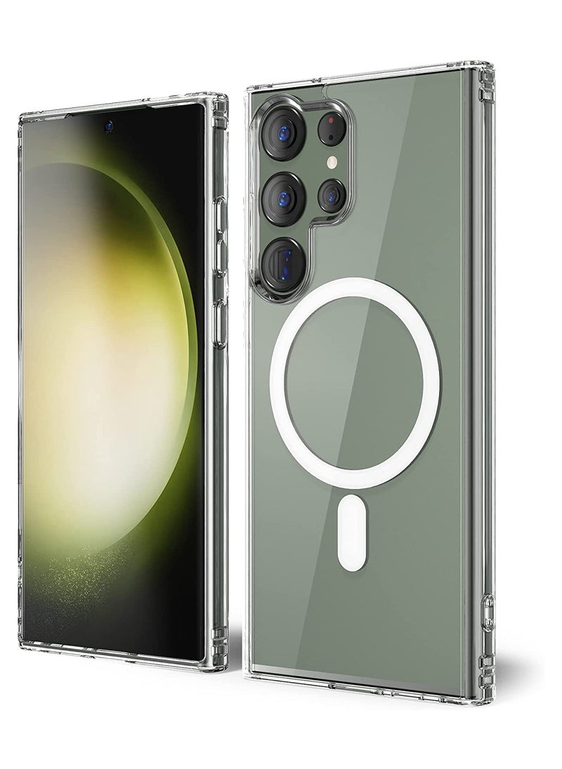 YoYoTech - Samsung S23 Ultra Magsafe Case 2023 Slim Thin Magnetic Cover Anti Yellowing Anti Scratch Hard Back Crystal Clear - Image 1
