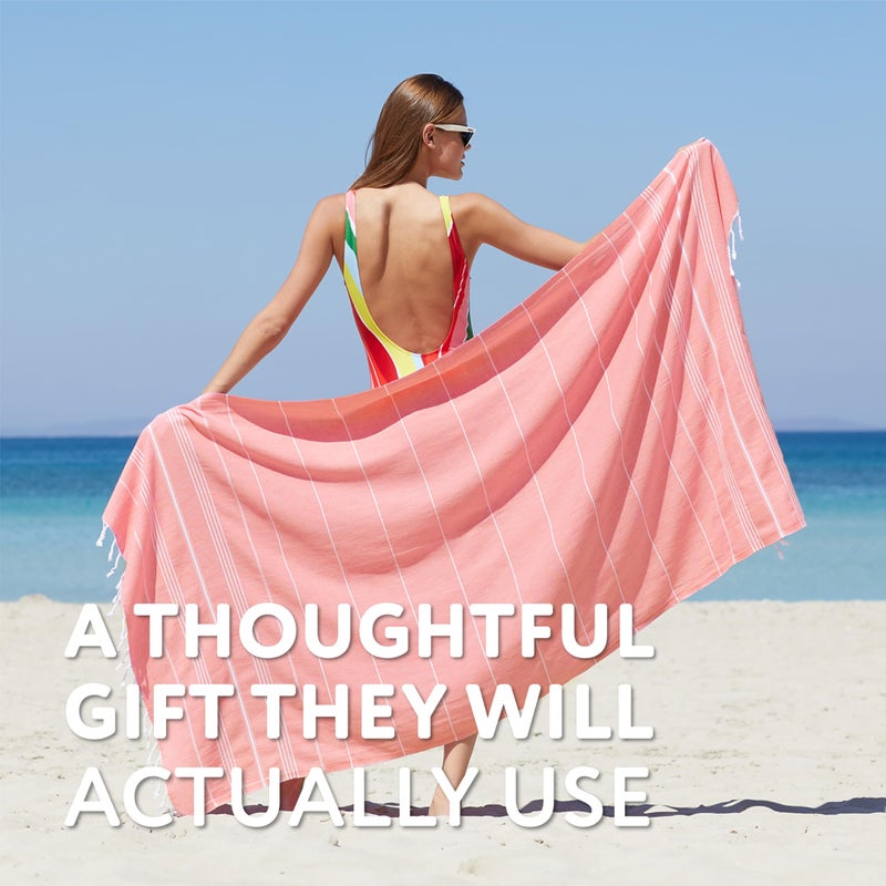 WETCAT Turkish Beach Towel Oversized (38"x71") 100% Turkish Cotton, Made in Turkey - Sand Free, Extra Large, Ultra Soft, Quick Drying, Compact & Lightweight for Travel - Dark Coral - Image 2