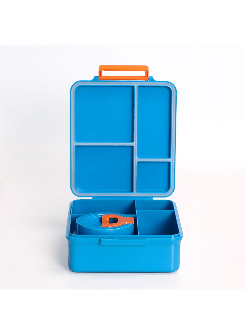 Snack Attack Blue Dino Kids Bento Lunch Box with Thermos Jar – 4-Compartment Stainless Steel Leakproof Lunchbox with Silicone Seal – Cute Mermaid Artwork – Keeps Food Hot up to 5 Hrs – BPA-Free - Image 4