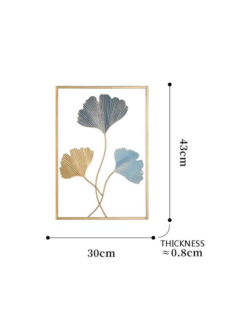 FASHION HOME Home Decor Wall Metal Leaf 3D Iron Art Wall Sculptures Hanging Decorations Hollowed-out Picture with Gold Frame  - Image 5
