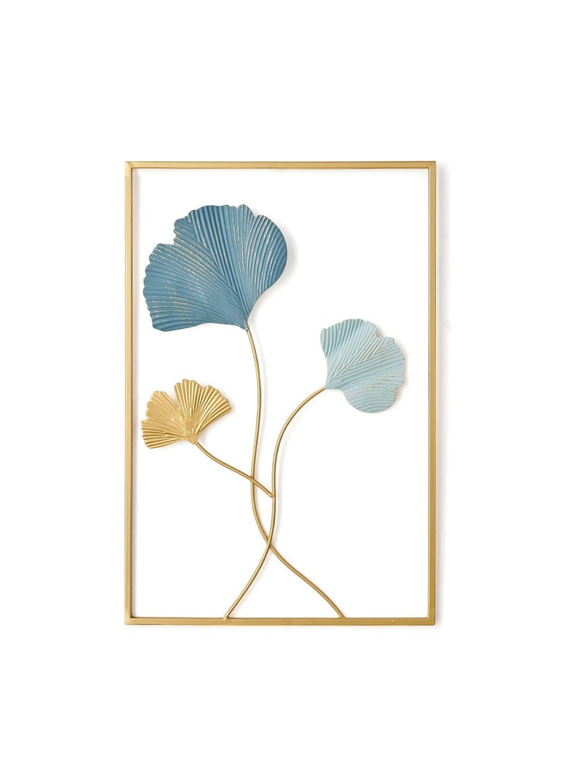 FASHION HOME Home Decor Wall Metal Leaf 3D Iron Art Wall Sculptures Hanging Decorations Hollowed-out Picture with Gold Frame  - Image 4