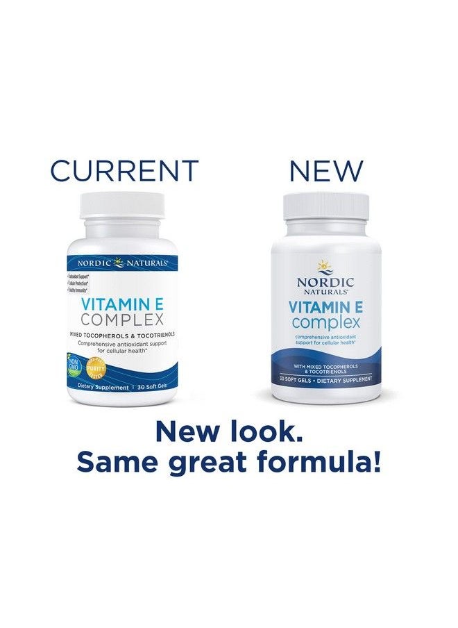 NORDIC NATURALS - Vitamin E Complex Unflavored 30 Soft Gels 6 Forms Of Vitamin E For Antioxidant Support Cellular Protection Nongmo 30 Servings - Image 1
