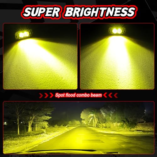 Auto Power Plus Flush Mount LED Pod Lights Yellow Driving Fog Lights 2PCS 40W Amber LED Pods Off Road Bumper Light Bar Backup Light Cube for Truck Pickup ATV UTV Boat 4x4 - Image 5