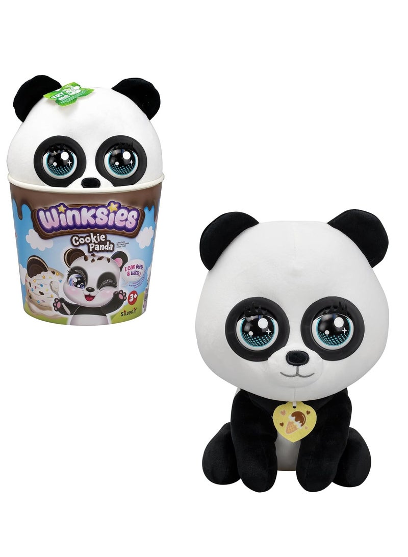 Silverlit Winksies Interactive Soft Toy - Cookie Panda with Blinking Eyes & Sound Effects – Cuddly Plush Toy for Kids 3+ – Ice Cream Cone  - Image 1