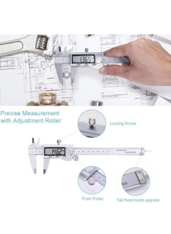 Generic Digital Caliper IP54 Waterproof Stainless Steel Caliper Measuring Tool Vernier Caliper with Huge LCD Screen Auto Off Feature Inch and Millimeter Conversion 6 Inch 150 mm  - Image 2