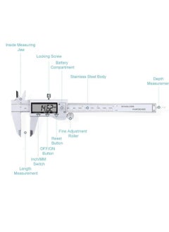 Generic Digital Caliper IP54 Waterproof Stainless Steel Caliper Measuring Tool Vernier Caliper with Huge LCD Screen Auto Off Feature Inch and Millimeter Conversion 6 Inch 150 mm  - Image 3