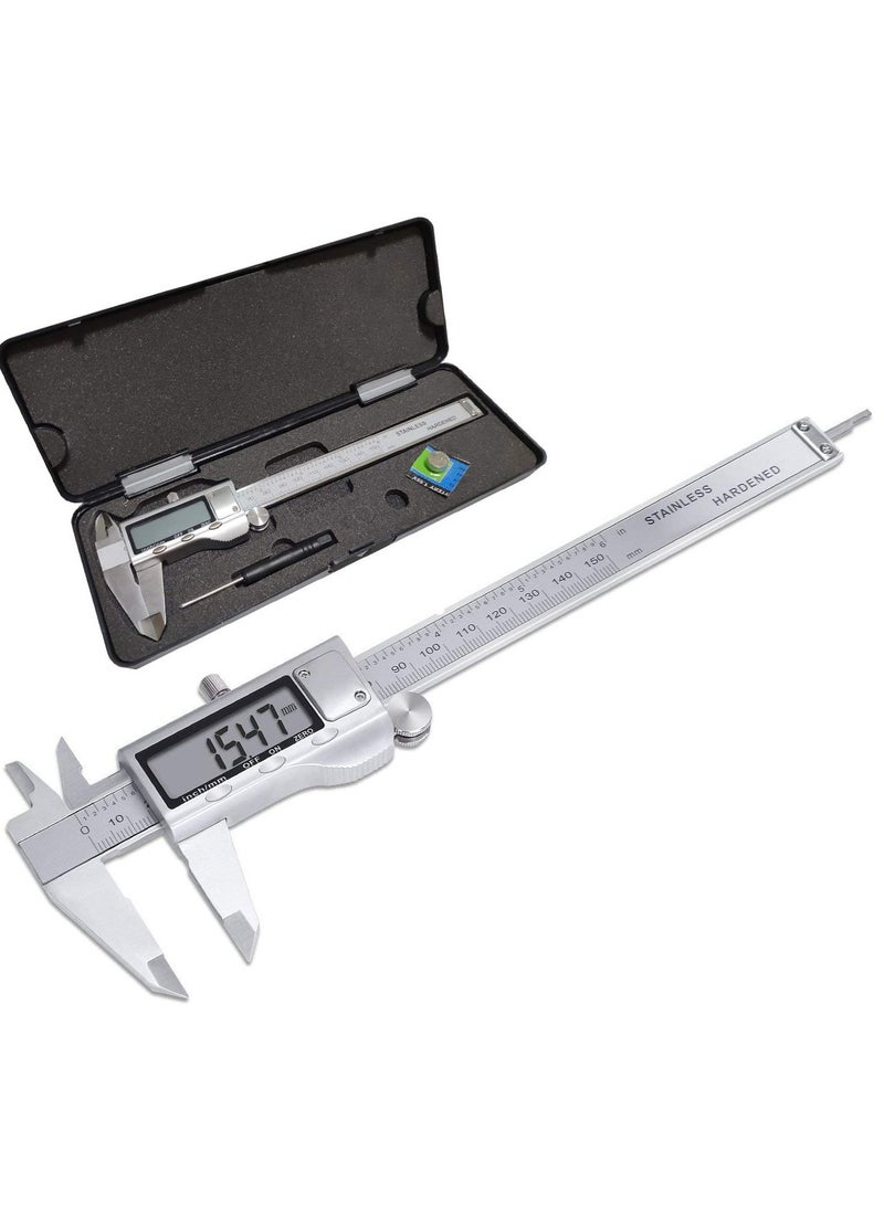 Digital Caliper IP54 Waterproof Stainless Steel Caliper Measuring Tool Vernier Caliper with Huge LCD Screen Auto Off Feature Inch and Millimeter Conversion 6 Inch 150 mm  - Image 1