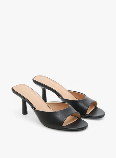 Flora Bella By Shoexpress Solid Slip-On Sandals with Flared Heel