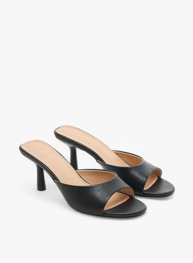 Flora Bella By Shoexpress Solid Slip-On Sandals with Flared Heel