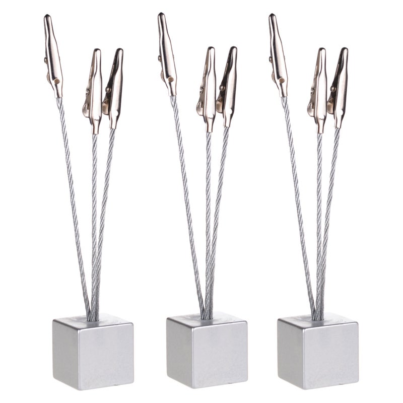 Cosmos® 3 Pcs Cube Base Memo Clips Holder with Alligator Clip Clasp for Displaying Number Cards - Image 1