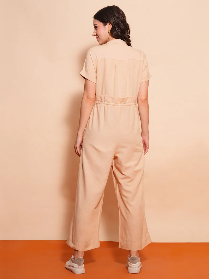 globus Women Linen Basic Jumpsuit