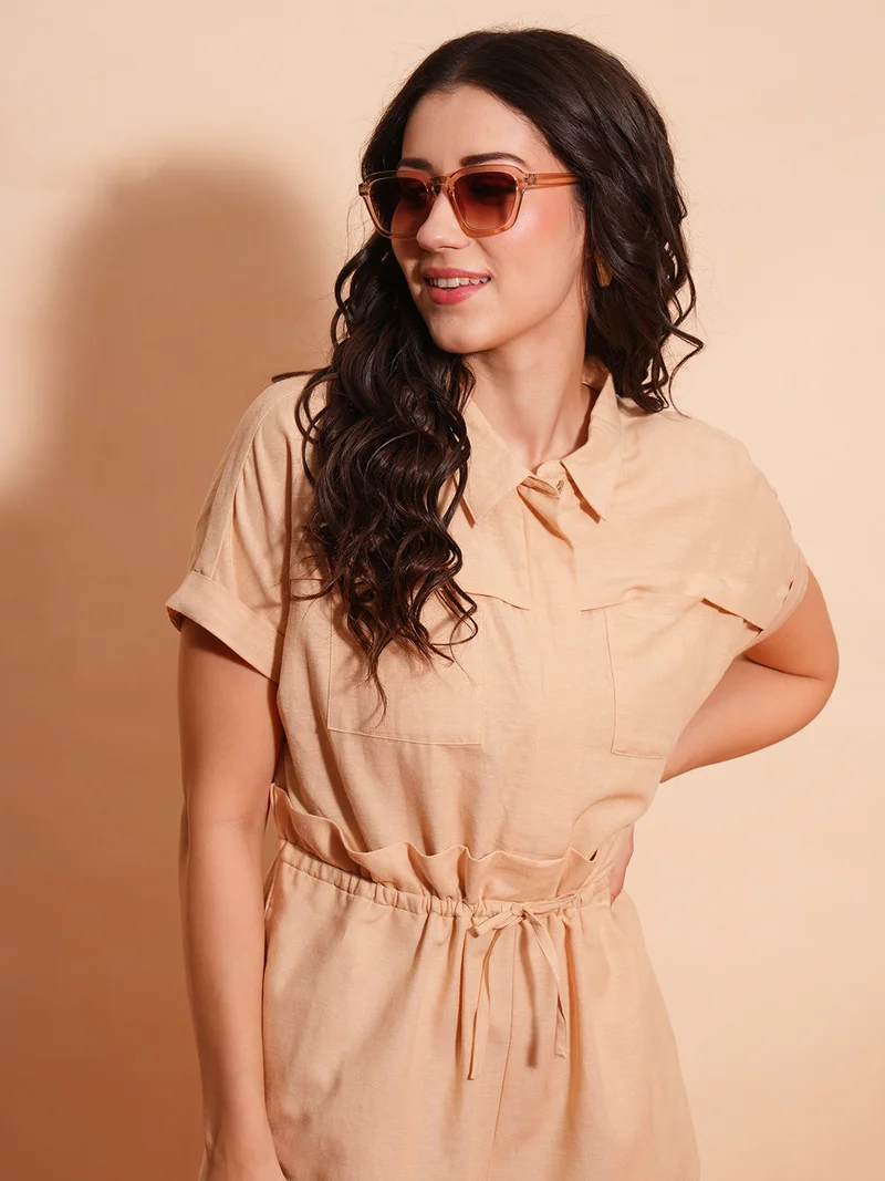 globus Women Linen Basic Jumpsuit