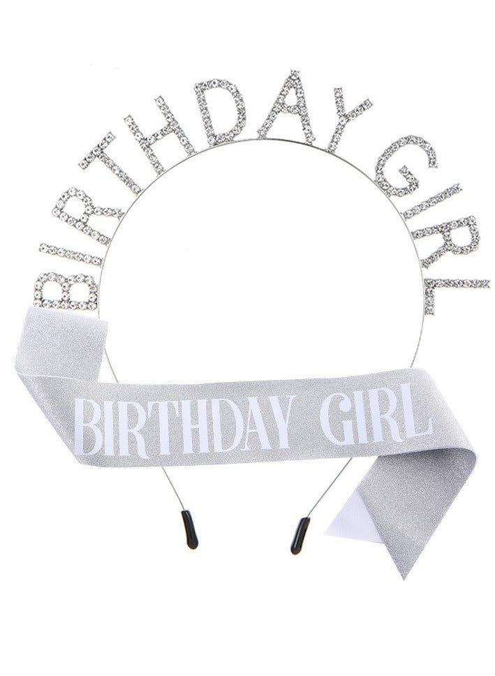 Girl Birthday Sash And Rhinestone Tiara Set - Image 1