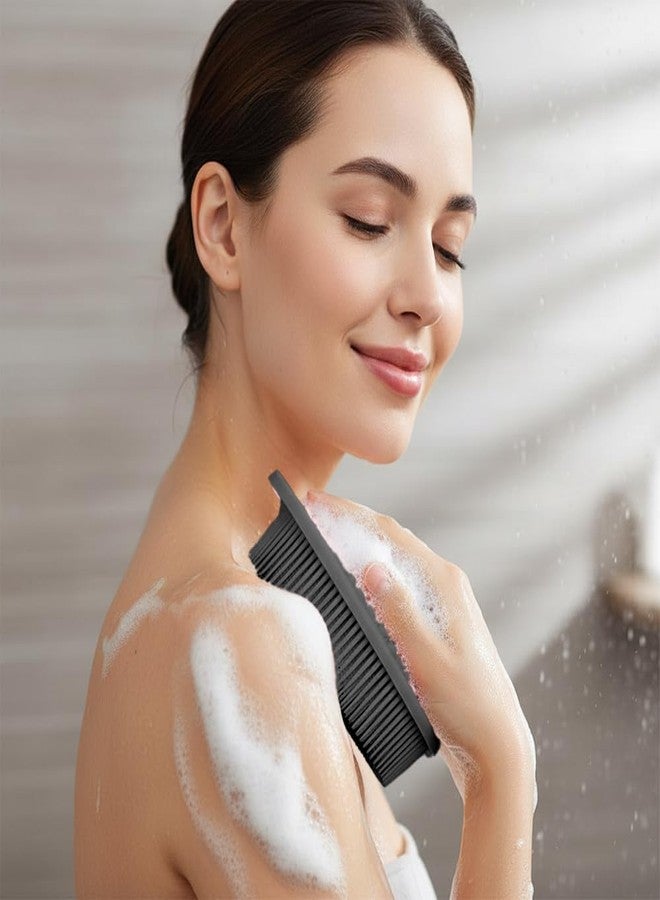 tuzuxcux Silicone Body Scrubber 2 Pcs Silicone Loofah Exfoliating Body Scrubber for Men Women Soft Silicones Shower Scrubbers Double Sided Silicones Bath Bodys Brush for All Skin Lather Well, Black and Purple - Image 4