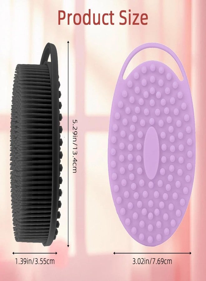 tuzuxcux Silicone Body Scrubber 2 Pcs Silicone Loofah Exfoliating Body Scrubber for Men Women Soft Silicones Shower Scrubbers Double Sided Silicones Bath Bodys Brush for All Skin Lather Well, Black and Purple - Image 3