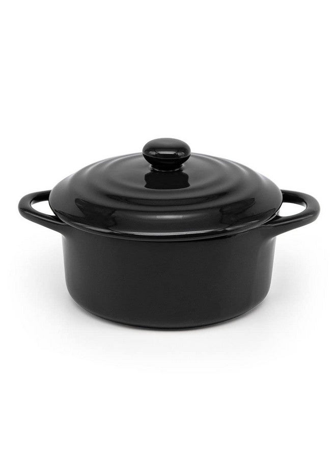 Kook Ceramic Mini Cocotte Set, Small Casserole Dishes with Lids and Handles, Individual Baking Ramekins, Oven, Microwave & Dishwasher Safe, Stoneware, 12 oz, Set of 4 (Black) - Image 3