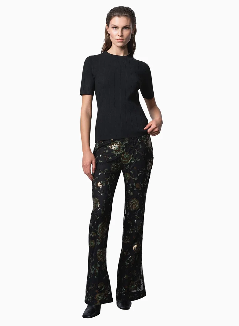 French Connection Roshene Sequin Flare Trousers