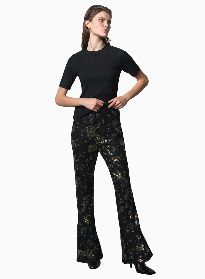 French Connection Roshene Sequin Flare Trousers