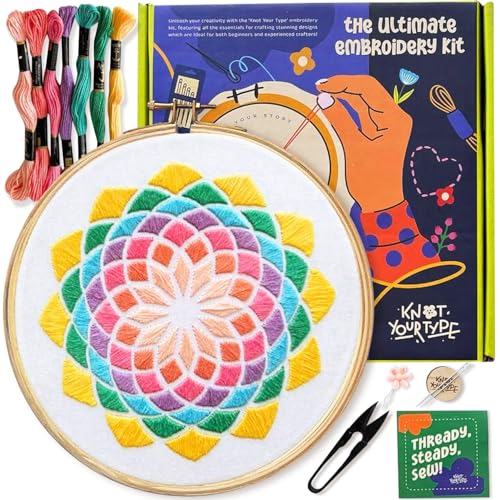 KNOT YOUR TYPE Cotton Stitch by Colours DIY Embroidery Kit for Beginners | Hand Embroidery Kit with All Stitching Materials | Perfect Art & Craft Gift Set, Stitching Kit for Adults, Multicolor - Image 1