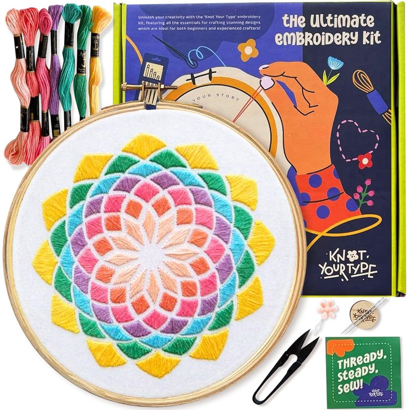KNOT YOUR TYPE Cotton Stitch by Colours DIY Embroidery Kit for Beginners | Hand Embroidery Kit with All Stitching Materials | Perfect Art & Craft Gift Set, Stitching Kit for Adults, Multicolor - Image 2