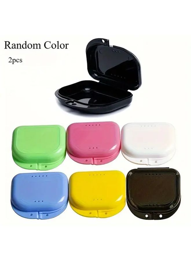 2 Pcs Odorless Denture Case With Stomata Suitable For Invisible Teeth And Night Mouthguard Locking Travel Essential Secure Denture Holder Stylish Protector Dental Storage Box For Orthodontic Patients - Image 2
