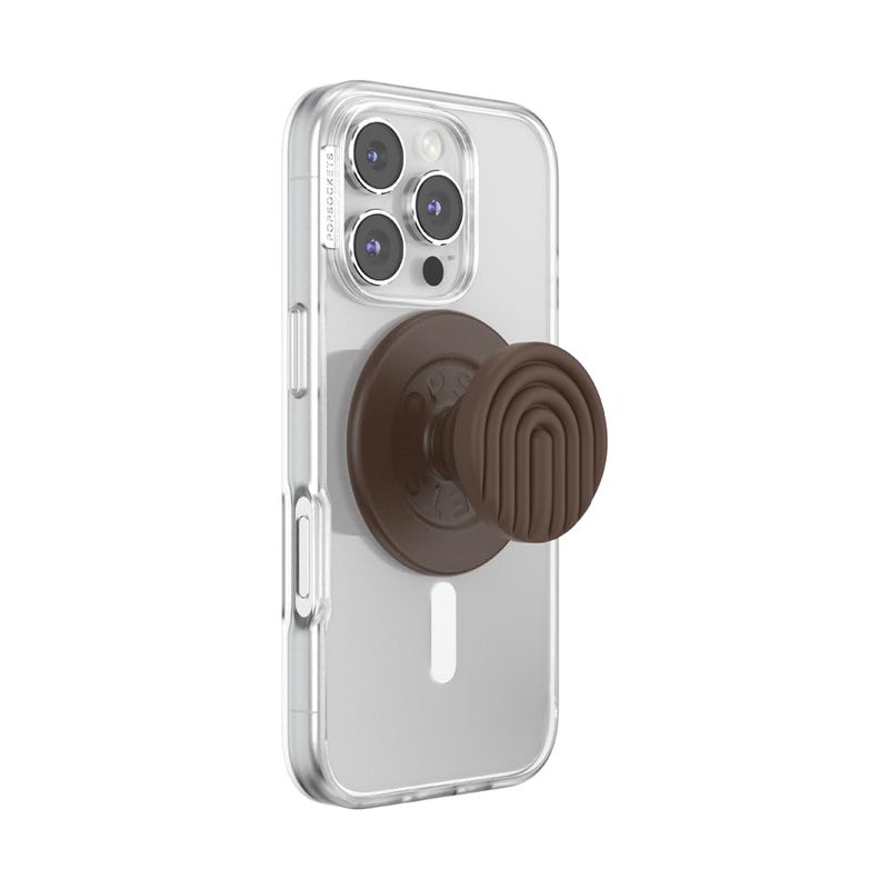 POPSOCKETS مقبض بوب سوكيتس لهاتف ماج سيف، حامل مغناطيسي، حامل هاتف، بني - منحنيات كاكاو - Image 1