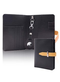 KASTWAVE Passport Holder with Airtag Slot, Airtag Passport Wallet for Men,  Mulit-Purpose RFID Blocking Slim Leather Passport Holder Case Family for Travel Anti-Lost (Black)  - Image 1