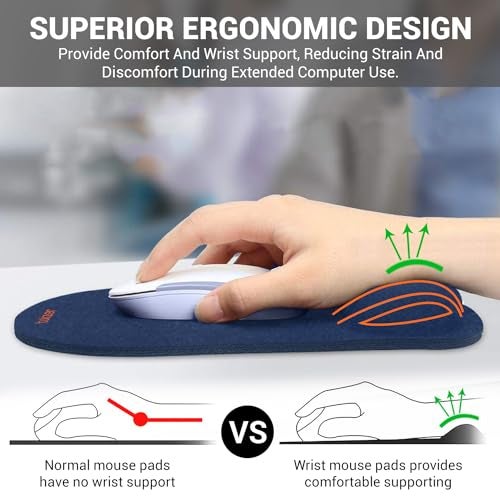 Tukzer Gel Mouse Pad| Memory Foam Cushion Mousepad with Wrist Support, Ergonomic Design| Non-Slip Rubber Base| Suitable for Gaming, Computer, Laptop, Home & Office Non-Slip Rubber Base (Dark Blue) - Image 4