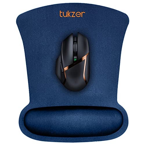 Tukzer Gel Mouse Pad| Memory Foam Cushion Mousepad with Wrist Support, Ergonomic Design| Non-Slip Rubber Base| Suitable for Gaming, Computer, Laptop, Home & Office Non-Slip Rubber Base (Dark Blue) - Image 1